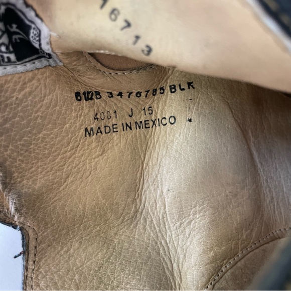 Frye Jayden Black Leather Cross Strap Moto Boots Size 6.5 - Picture 10 of 11